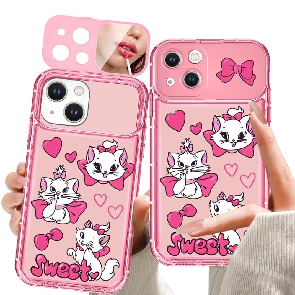NEW pink Disney Aristocats Marie cat mirror iPhone smartphone case 7 8 PLUS